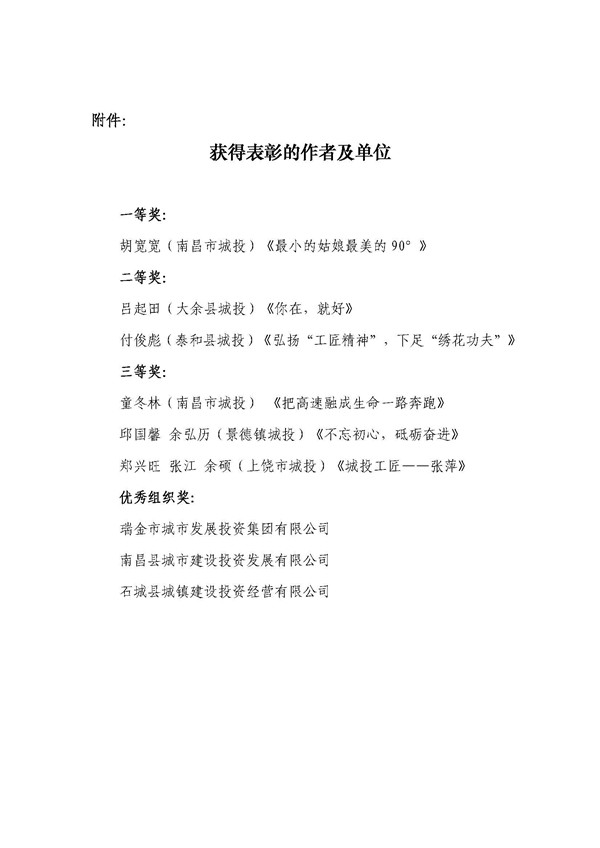 《不忘初心，砥礪奮進(jìn)》首屆“城投工匠”征文比賽獲獎(jiǎng)